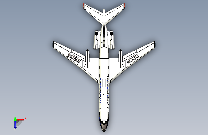 F0144-Tu-134喷气客机 俯视图