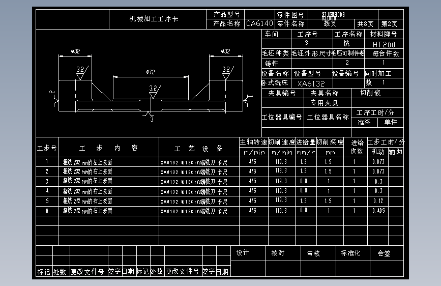 CA6140车床拨叉[831008] 加工工艺及铣φ32外圆上端面夹具设计-版本2