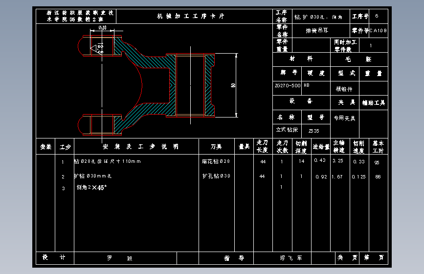 CA10B解放牌汽车后钢板弹簧吊耳工艺和钻2-Φ30孔夹具设计-版本5