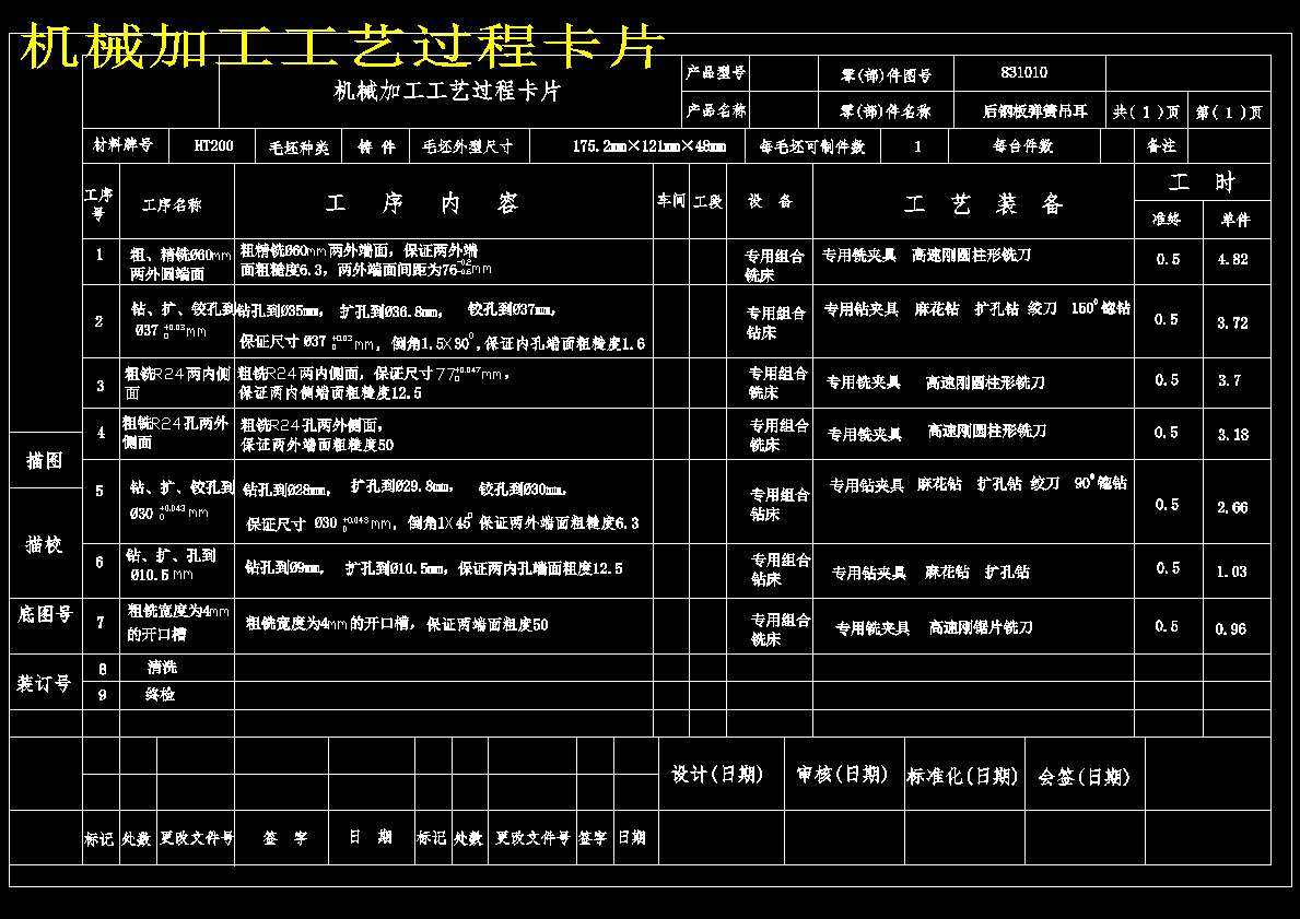 CA10B解放牌汽车后钢板弹簧吊耳工艺和铣4mm槽夹具设计（方案3）