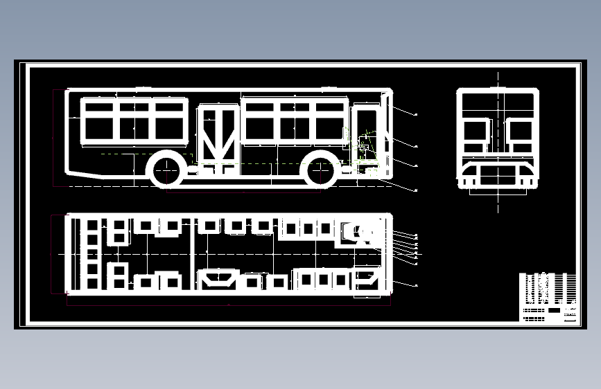RL6100混合动力城市客车总布置设计【3张CAD图纸】