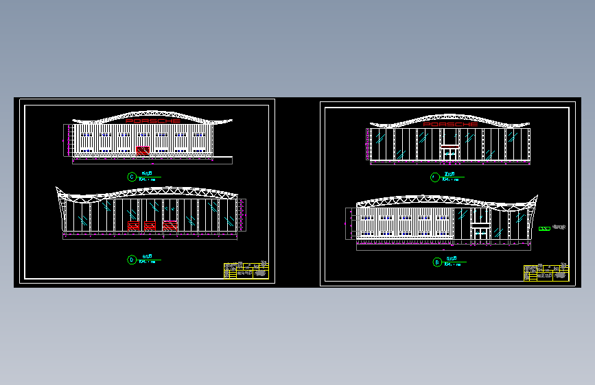 保时捷汽车4S店设计-总布置设计【4张CAD图纸】