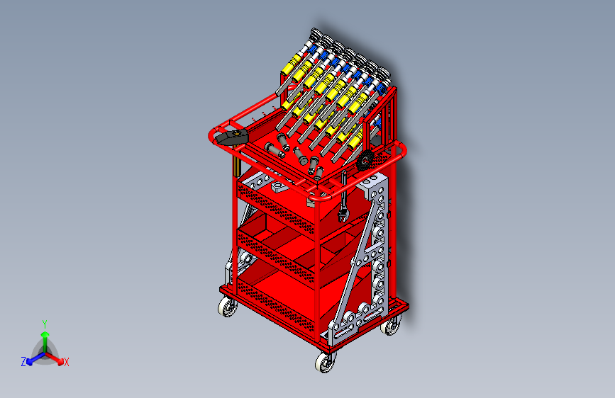B4564-夹具工作台工具手推车sw20可编辑