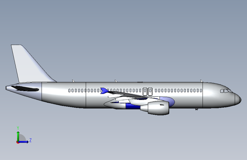 A320飞机的检查无人机+无人机 左侧视图