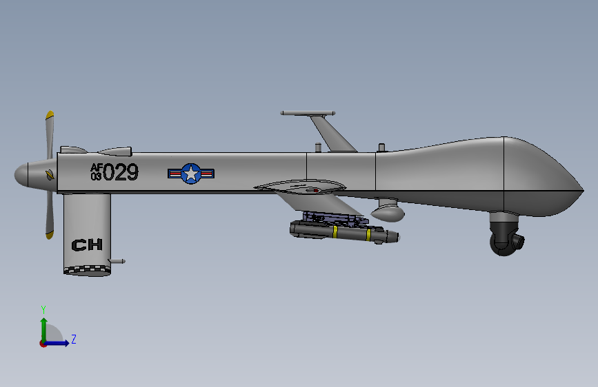 MQ-1B+掠夺者+无人机 左侧视图