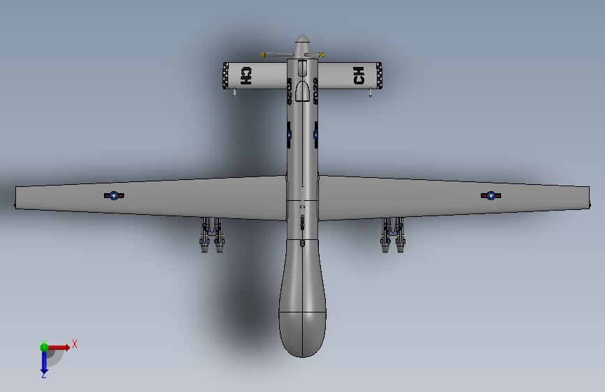 MQ-1B+掠夺者+无人机 俯视图