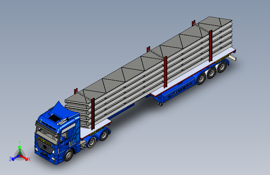Y4188-卡车+convoy-exeptionnel-extendable-flatbed-trailer+SW