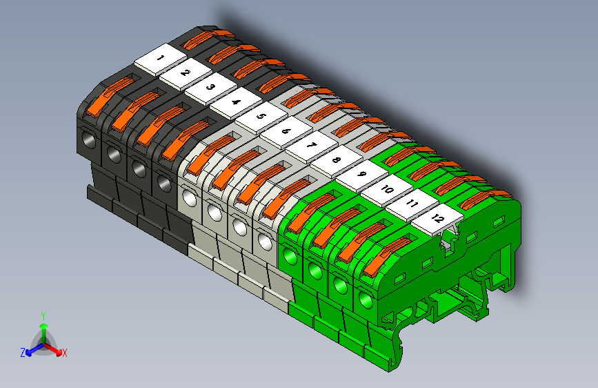 Y4510-接插件++Din+Rail+Terminal+Blocks+with+Levers+Subassy+SW+STP_STEP_模型 ...