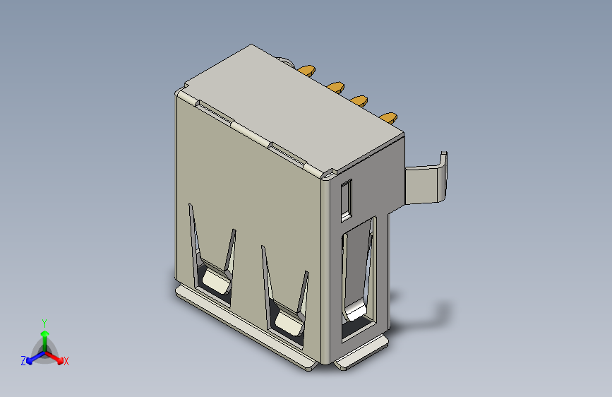Y4534-接插件++female-usb-type-a-connector-pcb-thru-hole+STP