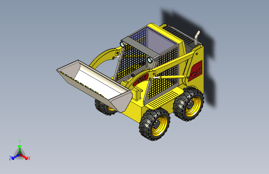 Y4704-铲车+++skid-steer-loader-bobcat+SW+二维