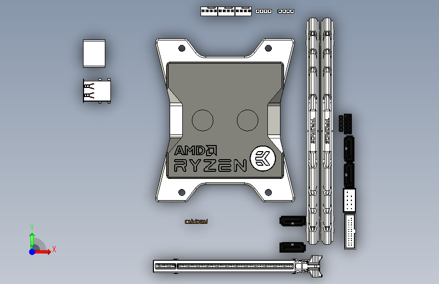 Y4856-电路板+主板+rog+x570i+motherboard+assembly+IGS+DWG 正面视图