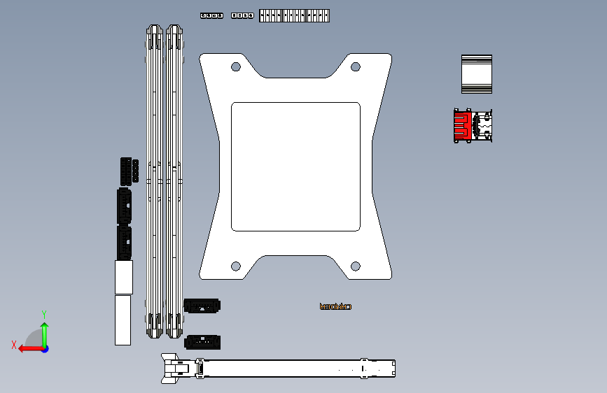 Y4856-电路板+主板+rog+x570i+motherboard+assembly+IGS+DWG 背面视图