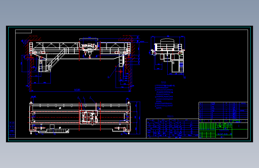 QD型16-3.2T电动桥式双梁起重机的机械设计【6张CAD图纸】