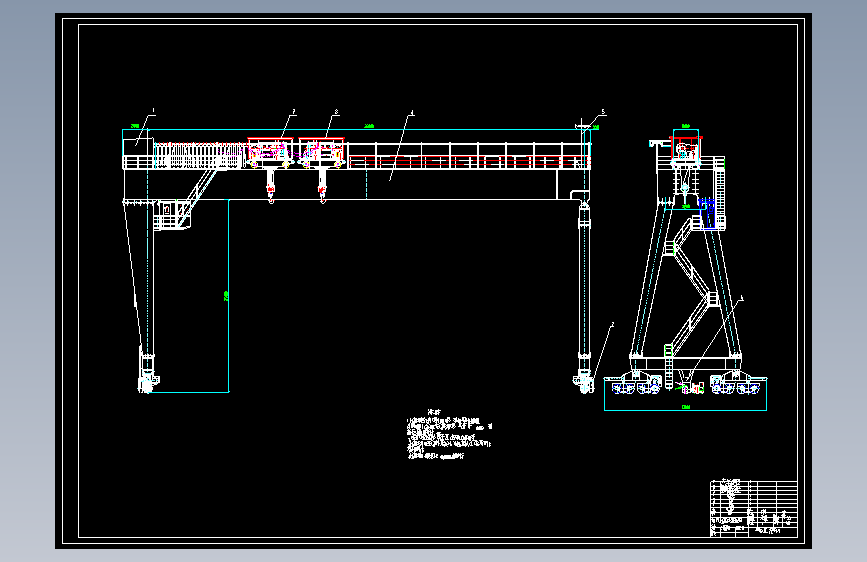 龙门式起重机总体设计及金属结构设计【7张CAD图纸】