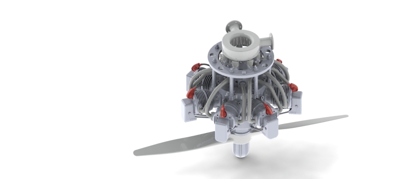 7缸径向星型发动机模型3D图纸 Solidworks设计