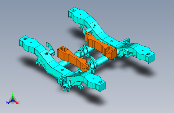 CRH3动车组转向架构架三维模型CATIA