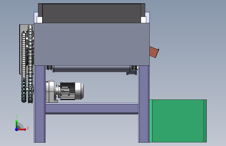 土豆筛选机二维CAD+三维SW 正面视图