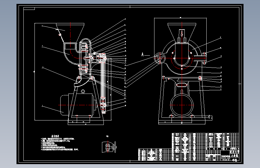 小麦粉碎机设计含13张CAD图