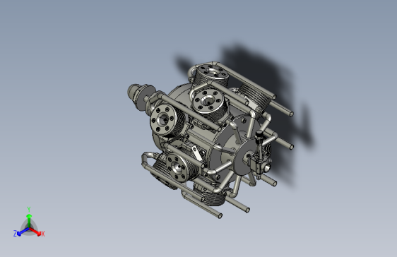 Y5277-10缸双排星型发动机三维建模图纸+CREO设计+附STP+IGS格式