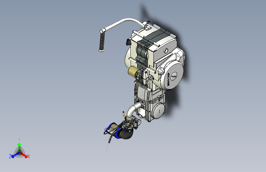Y5359-INDO四冲程单缸发动机模型3D图纸+STP格式