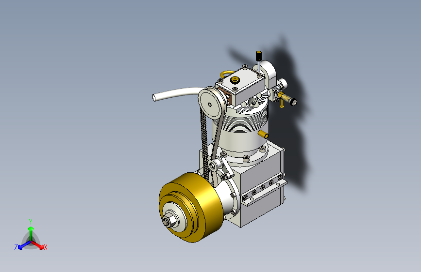 Y5379-lynx+15cc单顶置凸轮轴船用发动机3D图纸+x_t格式