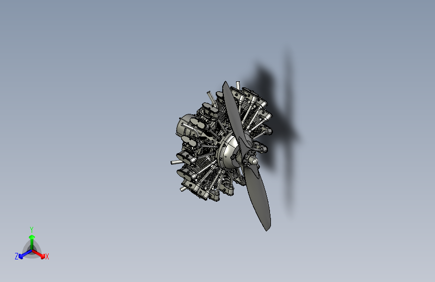 Y5393-olsryd+9缸星型发动机模型3D图纸+STEP格式