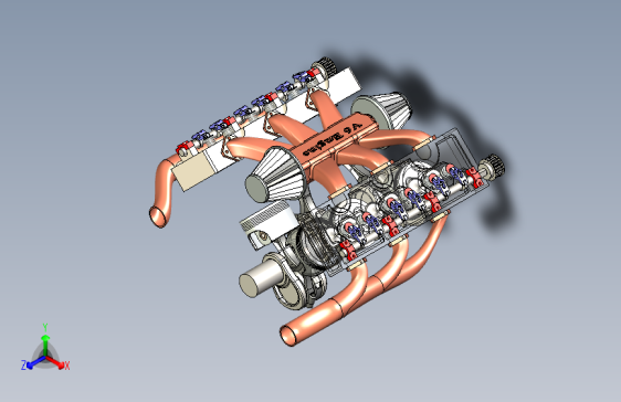 Y5392-old+V6发动机简易结构模型3D图纸+Solidworks设计