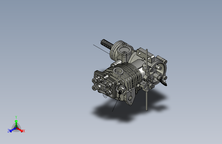 Y5394-OS20单缸发动机模型3D图纸+STP格式