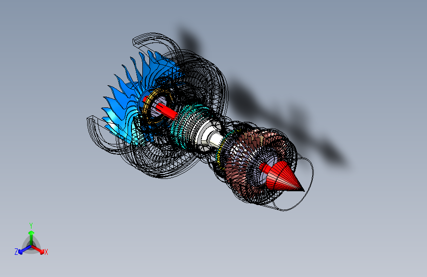 Y5401-Pratt+Whitney涡轮风扇喷气式发动机模型3D图纸+CATIA设计
