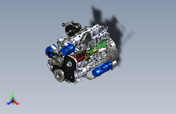 Y5402-Q2柴油发动机三维建模图纸+solidwsorks设计图档+附STP格式