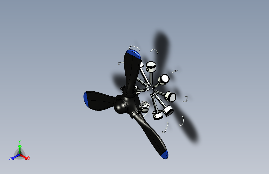 Y5409-Radyal星形9缸发动机外观模型3D图纸+Solidworks设计