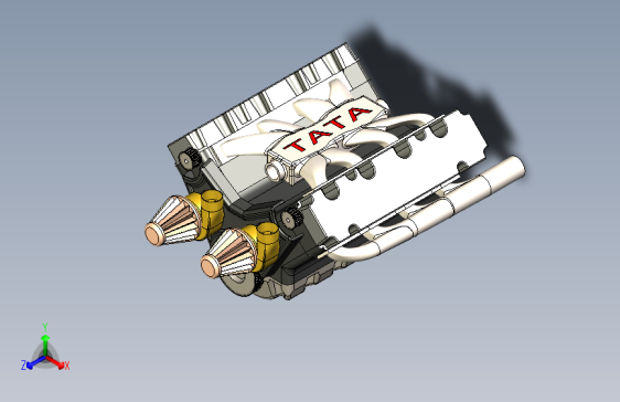 Y5432-Tata+V8发动机模型3D图纸+Solidworks设计