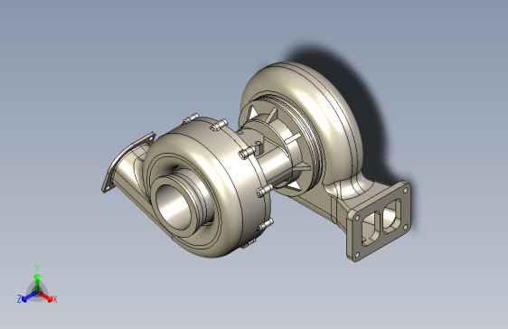 Y5436-Turbo+Charger涡轮增压器简易结构3D图纸+x_t格式