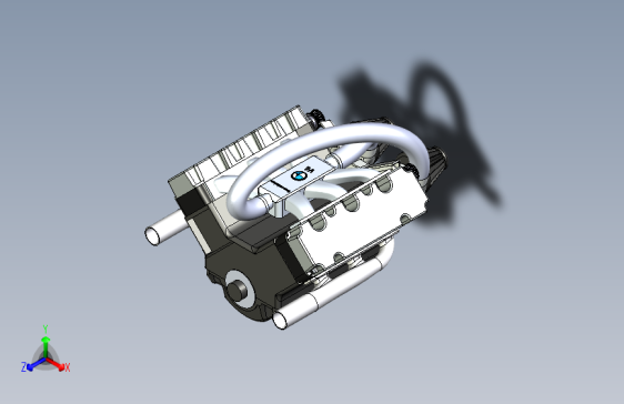 Y5445-V6+Transmission简易六缸发动机模型3D图纸+Solidworks设计