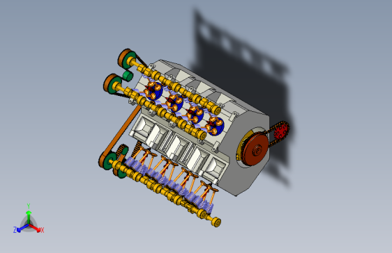 Y5454-V8发动机内部结构3D图纸