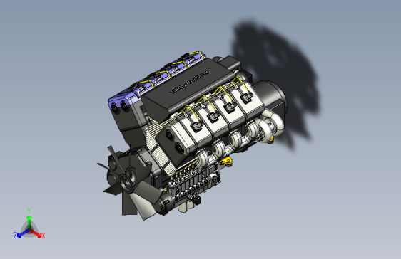 Y5456-V8涡轮增压柴油机模型3D图纸+STEP格式