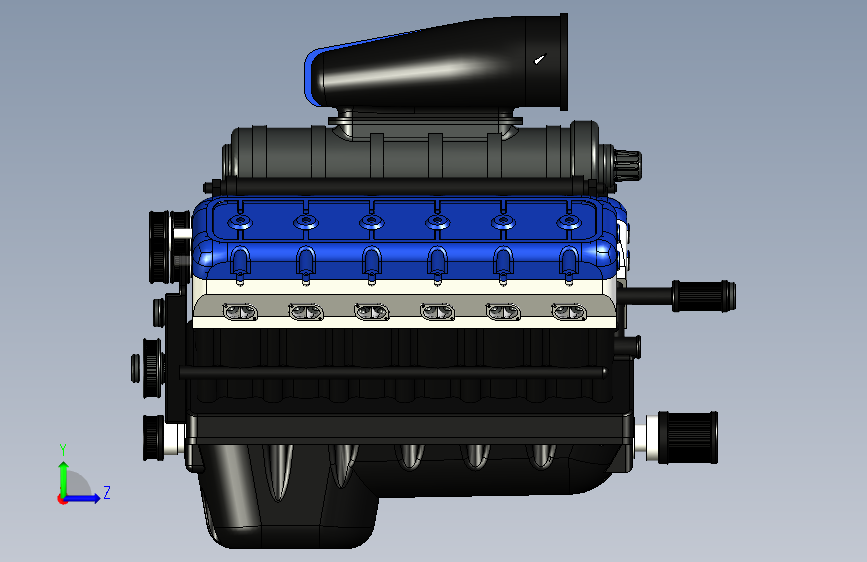 Y5457-V12+ENGINE+12缸发动机模型3D图纸+Solidworks设计 左侧视图