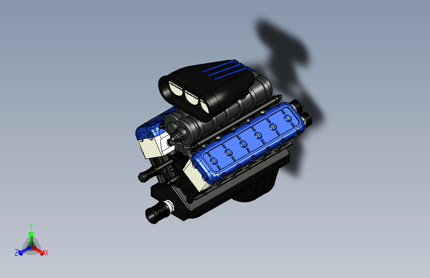 Y5457-V12+ENGINE+12缸发动机模型3D图纸+Solidworks设计 主视图