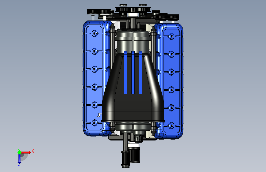 Y5457-V12+ENGINE+12缸发动机模型3D图纸+Solidworks设计 俯视图