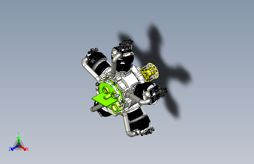 Y5483-М-11L五缸星型发动机3D模型图纸+STP格式