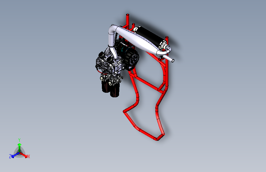 Y5485-安装于卡丁车上的Rotax+600发动机三维图纸+CATIA设计+STP格式
