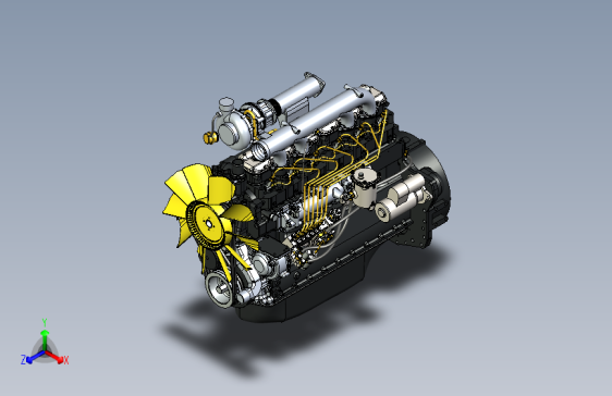 Y5535-柴油机MMZ+D260柴油发动机模型3D图纸+Solidworks设计