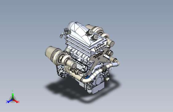 Y5537-超跑发动机+SolidWorks+stp