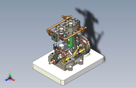 Y5544-带倒档的立式双蒸汽发动机3D模型图纸+Solidworks设计
