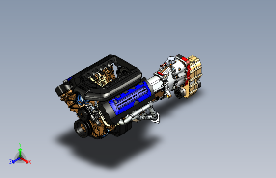 Y5579-福特+V8+发动机+带变速箱+SolidWorks+stp+x_t