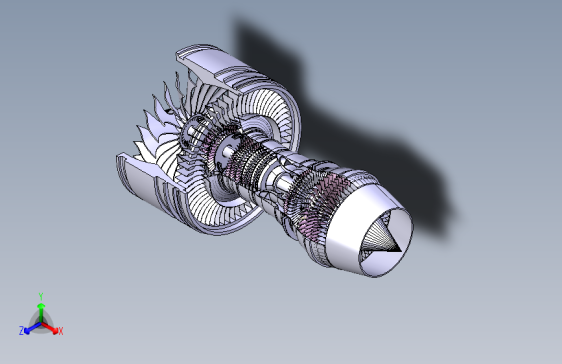 Y5616-航空发动机+pratt+whitney+涡扇发动机+CATIA+igs