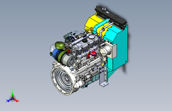 Y5726-帕金斯柴油发动机(含水箱中冷器)+3D模型图纸+SolidWorks设计