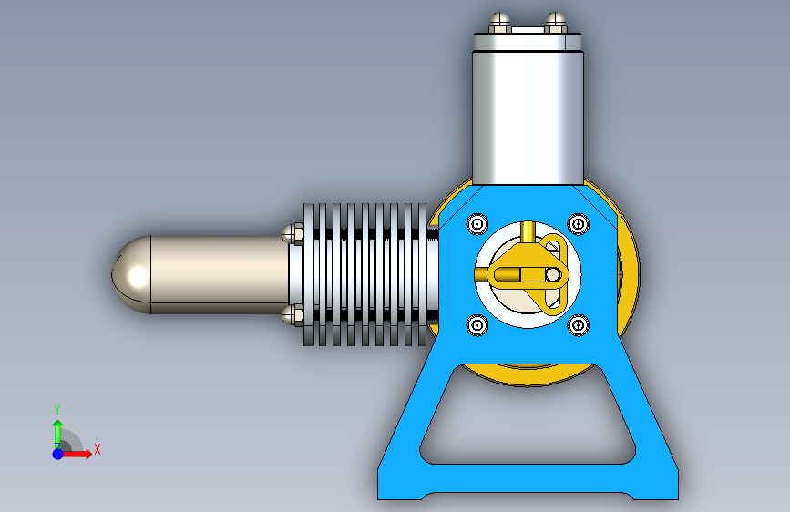 Y5763-斯特林发动机+cross-slot-stirling-engine+CREO+STP 正面视图