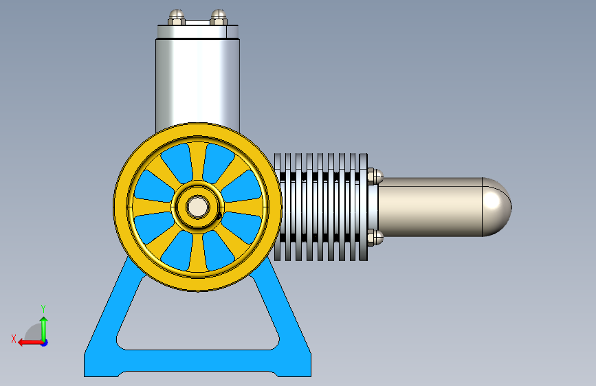 Y5763-斯特林发动机+cross-slot-stirling-engine+CREO+STP 背面视图