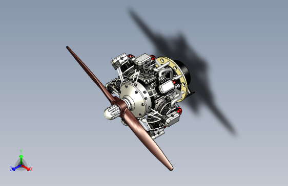 Y5807-详细的7缸星型发动机3D图纸+INVENTOR设计+附平面工程图